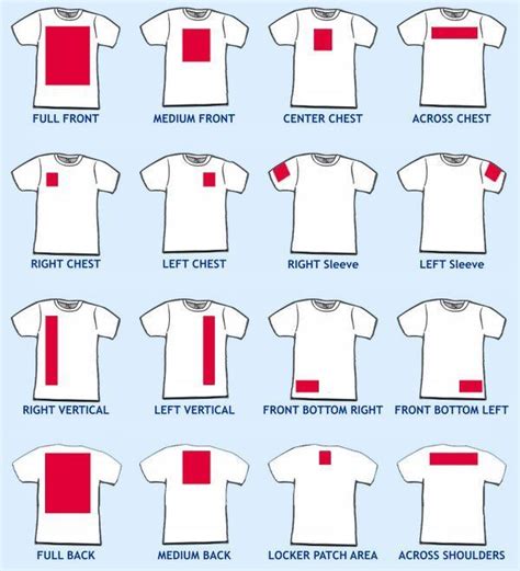 Except that there is no buttons or placket to be able to determine how far down the logo should go. T shirt art locations chart | Logo vetement, Design logo ...