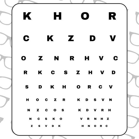 An Eye Chart With Glasses On It And The Words K Hor C K Zdvd