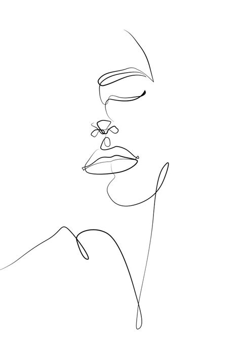 Elegant One Line Sketches Line Art Drawings Line Sketch Face Line
