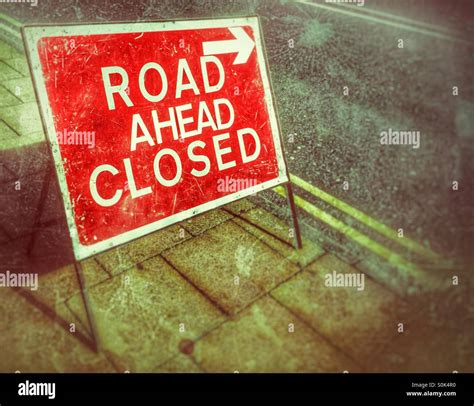 Road Ahead Closed Road Sign On A Footpath Stock Photo Alamy