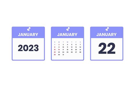 January Calendar Design January 22 2023 Calendar Icon For Schedule