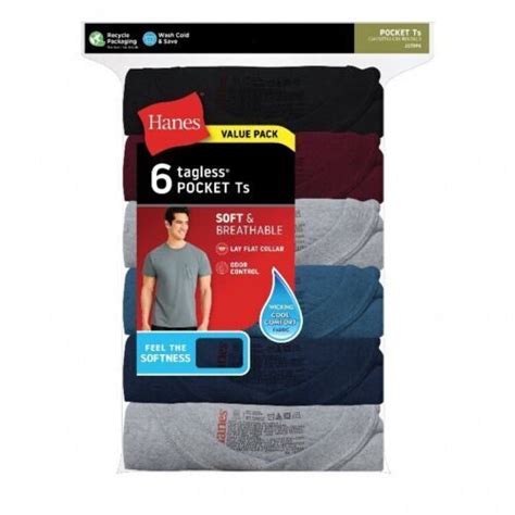 Hanes Mens Freshiq® Comfortsoft® Dyed Tees With Wicking Pocket T