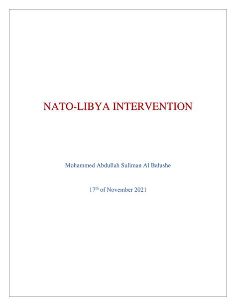 Pdf Nato Libya Intervention