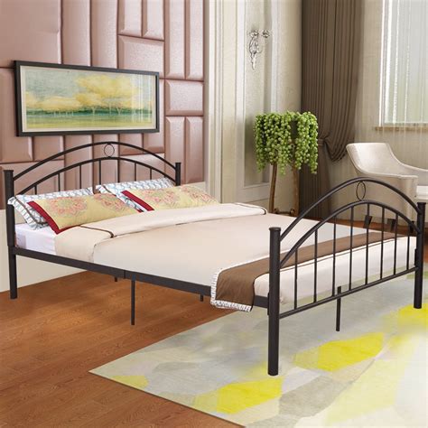 The 10 best queen metal bed frames. Bedroom Black Metal Bed Frame Queen Size Mattress Platform ...