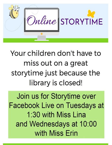 Online Storytime Story Time County Library Facebook Live
