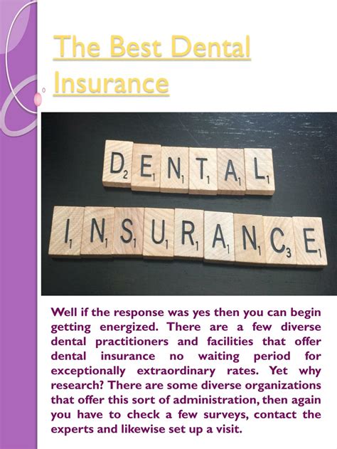 By simply seeing a dentist twice a year for a routine examination and cleaning, you can protect yourself from serious problems down the road. PPT - no waiting period dental insurance PowerPoint Presentation, free download - ID:7371080