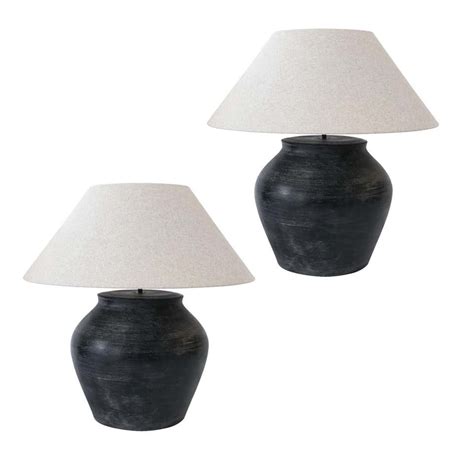 Two Black Ceramic Table Lamps At 1stdibs Black Ceramic Lamps
