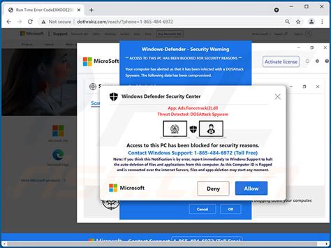 Windows Defender Security Center Pop Up Scam 2023
