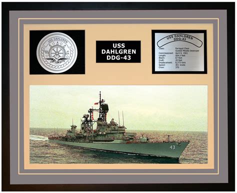 Uss Dahlgren Ddg 43 Framed Navy Ship Display Burgundy Navy Emporium