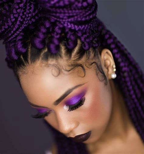 Purple And Black Box Braids Best Hairstyles Shoulder Length