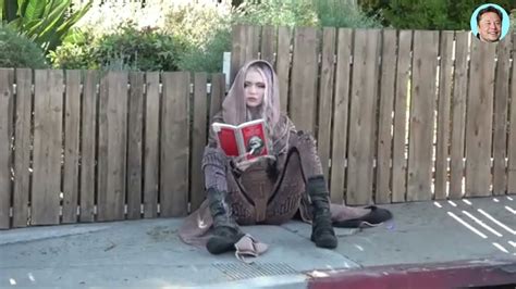 Elon Musk Ex Girlfriend Grimes Sitting On The Street Reading A Communist Book Youtube