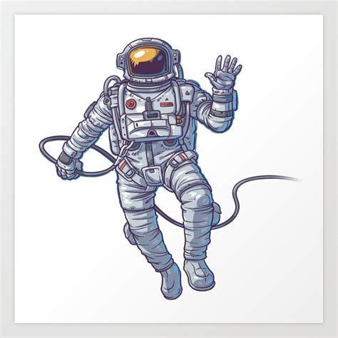 Astronaut Floating In Space Illustration Art Print By Hayesdesign