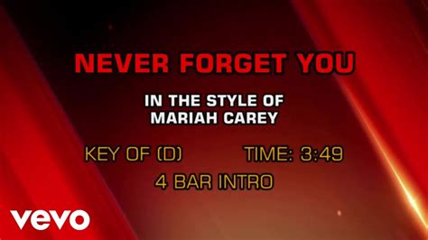 Mariah Carey Never Forget You Karaoke Youtube