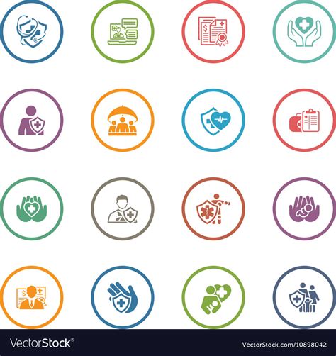 Insurance And Medical Services Icons Set Vector Image