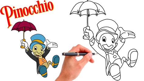 How To Draw Jiminy Cricket Form Pinocchio Step By Step Youtube