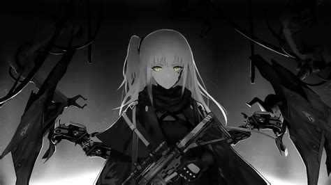 Girls Frontline Yellow Eyes Girl Ar15 With Background Of Black Hd Games