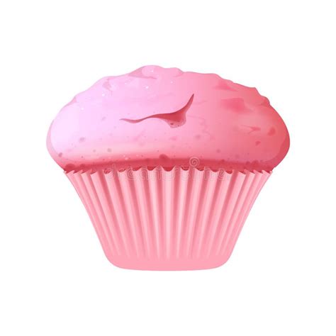 Pink Cupcake Realistic Vector Illustration Stock Vector Illustration