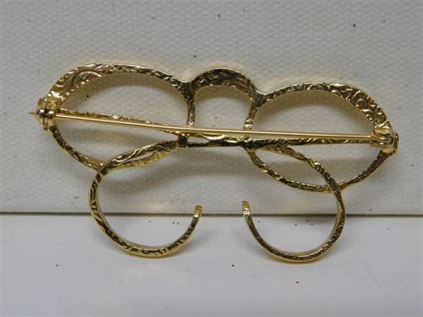 Vintage Rhinestone Trimmed Eye Glass Pin Brooch Etsy