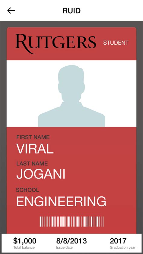 Rutgers Student ID for Mobile on Behance