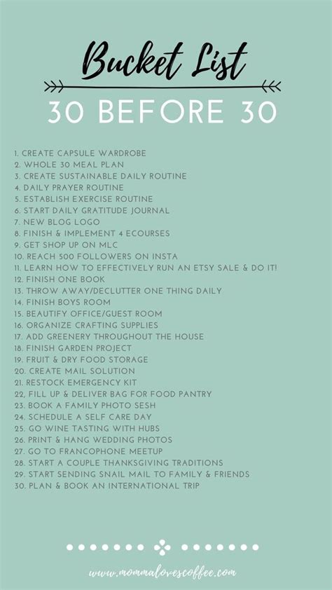 Pin By Ally Mcbryde On Goals Bucket List 30 Things To Do Before 30