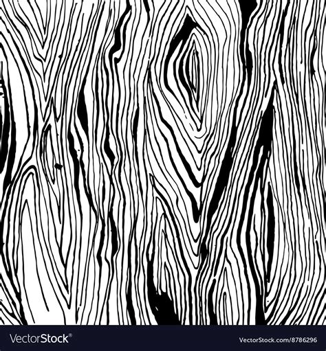 Handdrawnn Grungy Wooden Texture Black And White Vector Image