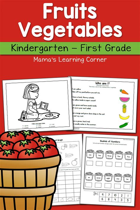 Fruit and Vegetable Worksheets for Kindergarten and First Grade - Mamas