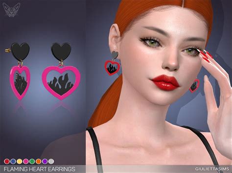 Sims 4 — Flaming Heart Earrings By Feyona — Flaming Heart Plastic