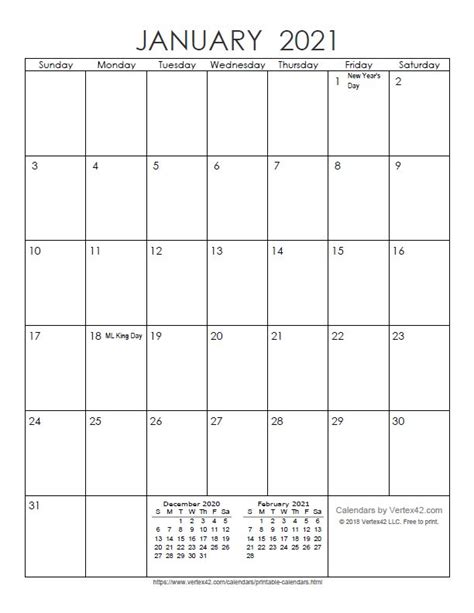 Vertex42.com's collection includes a variety of calendars, planners, and schedules as well as some of the most popular . Download a free Printable Monthly 2021 Calendar from ...