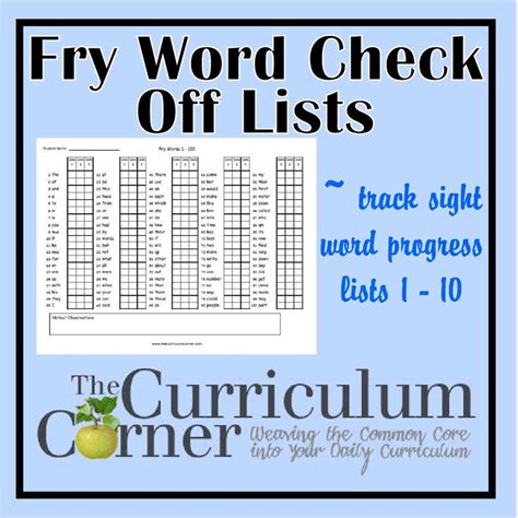 Fry Word Progress Lists Fry Words List Sight Word Worksheets Sight
