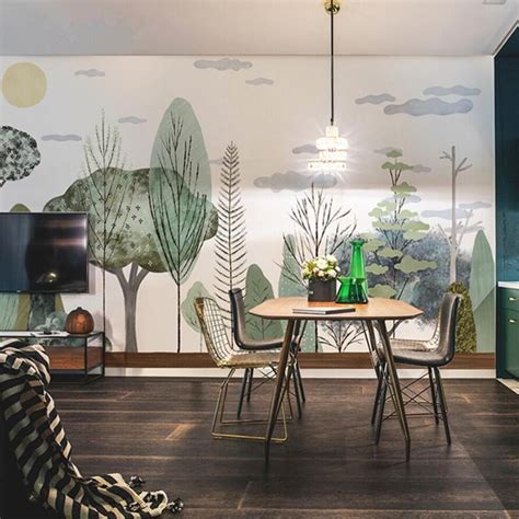 Custom Mural Nordic Style Forest Wallpaper Bvm Home