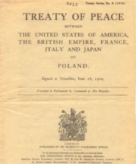 Versailles Peace Treaty Title Page Center For Online Judaic Studies
