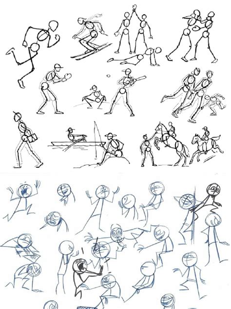 Stick Figure Poses For Animators And Drawing Artists 44 Pages Art