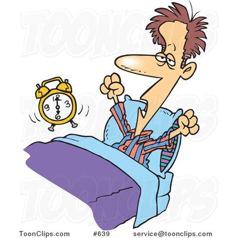 Cartoon Guy Stretching While Waking Up 639 By Ron Leishman