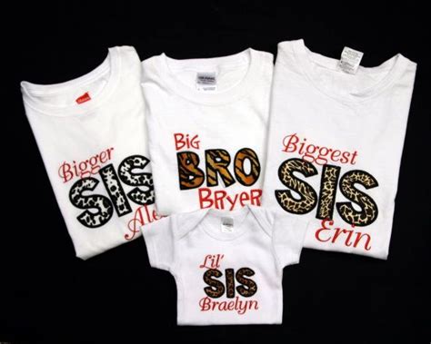 Biggest Sis Bigger Sis Big Bro And Lil Sis Appliqued Shirts And Bodysuit 75 Lil Sis