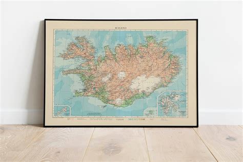 Map Of Iceland Poster Iceland Wall Art Canvas Print Framed Etsy