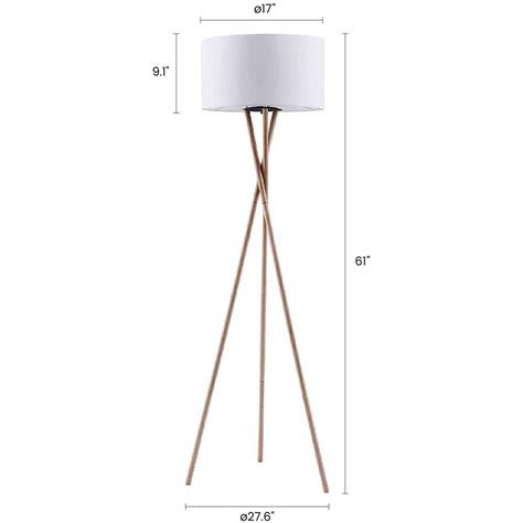 Tripod Floor Lamp Modern Wood Floor Lamp With White Drum Etsy