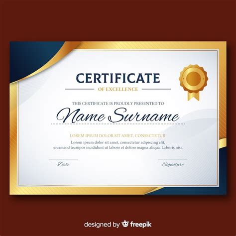 Plantilla Diploma Dorado Certificado De Plantilla De Diploma Con