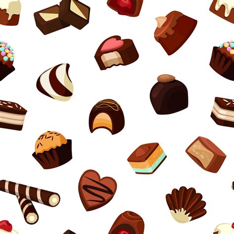 Vector Cartoon Chocolate Candies Pattern Or Background Illustration By