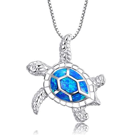 Buy Opal Fire Blue Turtle Necklace Turtle Design