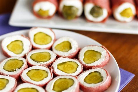 Dill Pickle Slices Wrapped In Cream Cheese And Dried Beef Homemade