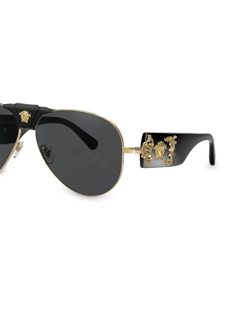 Versace Medusa Head Aviator Sunglasses In Black Modesens