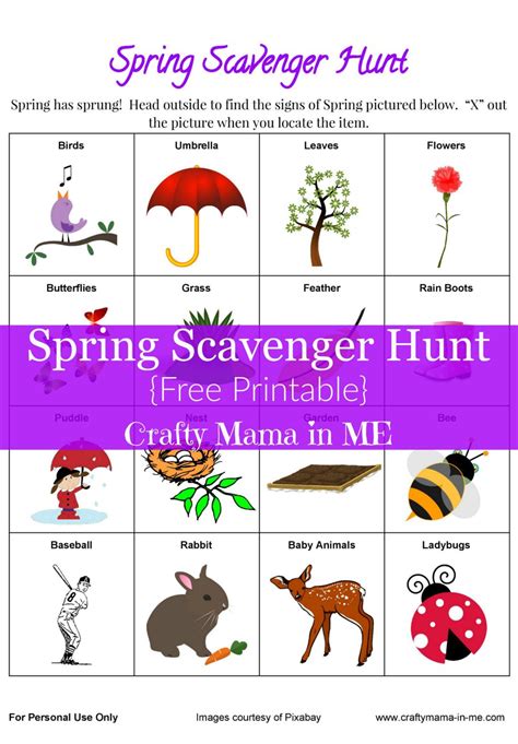 Free Printable Spring Scavenger Hunt Printable Word Searches