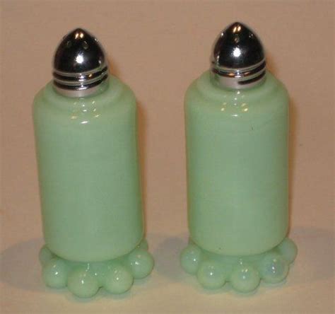 Looking for a good deal on glass salt shaker? Footed Candlewick Jade Green Milk Glass Salt & Pepper ...