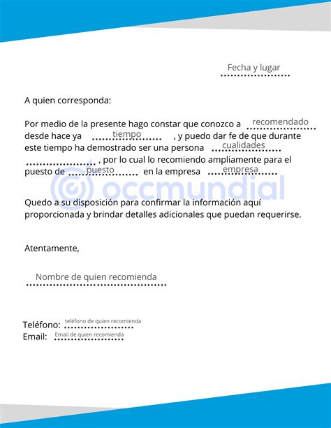 Carta Recomendación Laboral Personal ≫ Carta De Recomendacion