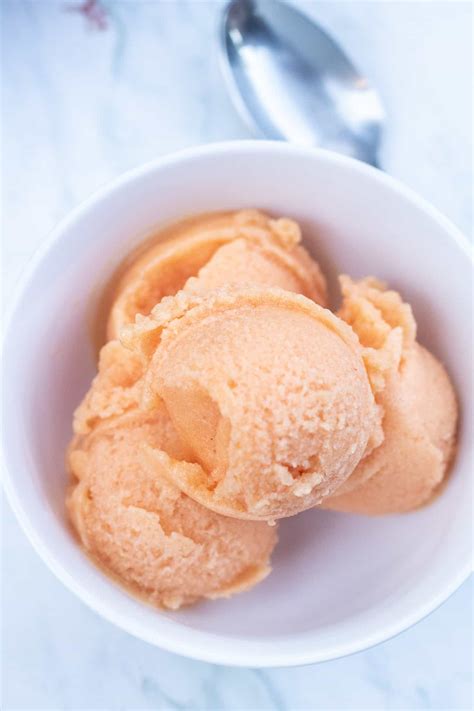 4 Ingredient Peach Sorbet Served From Scratch