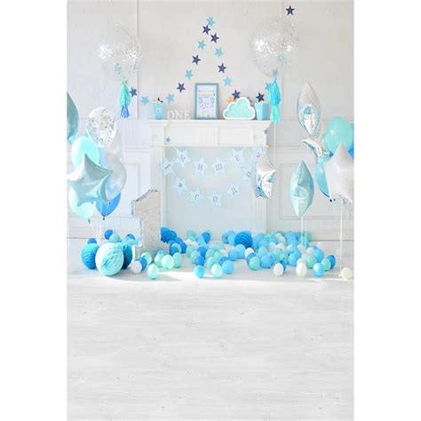 Baby Boys 1st Birthday Backdrop For Photography Printed Blue White