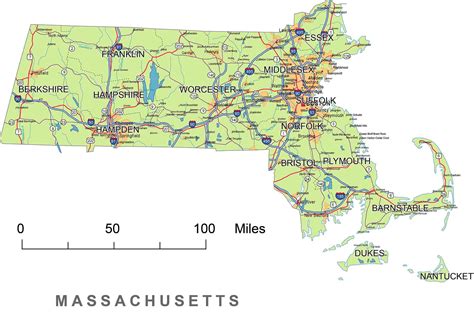 Preview Of Massachusetts State Vector Road Map Your Vector