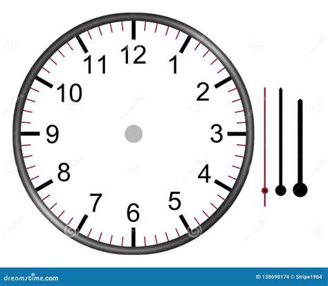Clock Illustration Face With Numbers Hour Minute And Second Hands