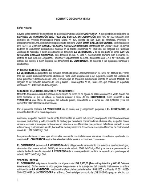 Contrato De Compraventa Lleno Ejemplo Contrato De Compra Venta Señor