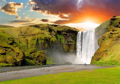 Iceland Waterfall Skogafoss Stock Photo Image Of